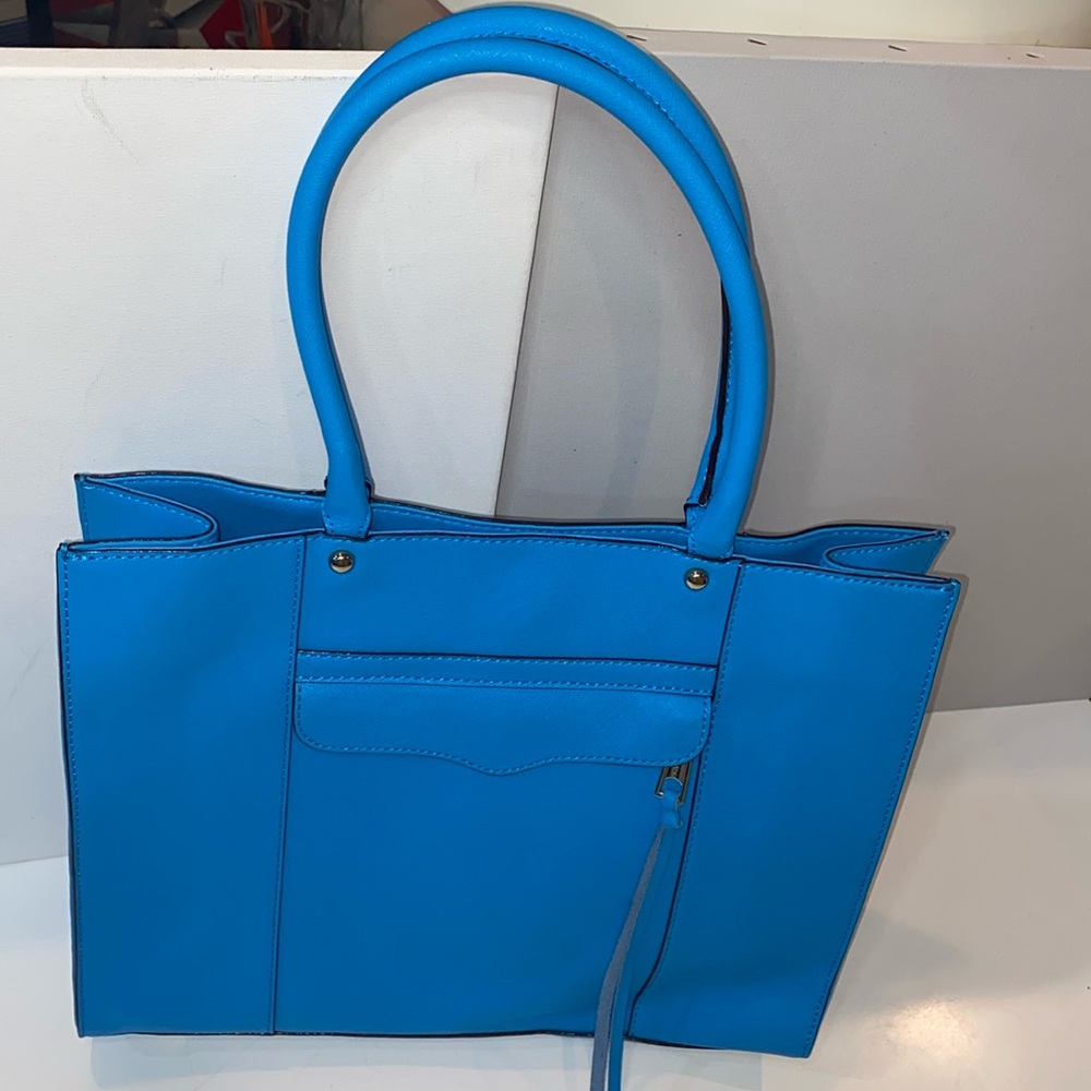 Rebecca Minkoff Large MAB Tote Turquoise blue saffiano leather VGUC